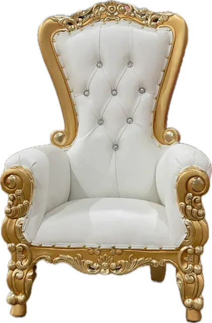 36” white/gold kids throne chair 