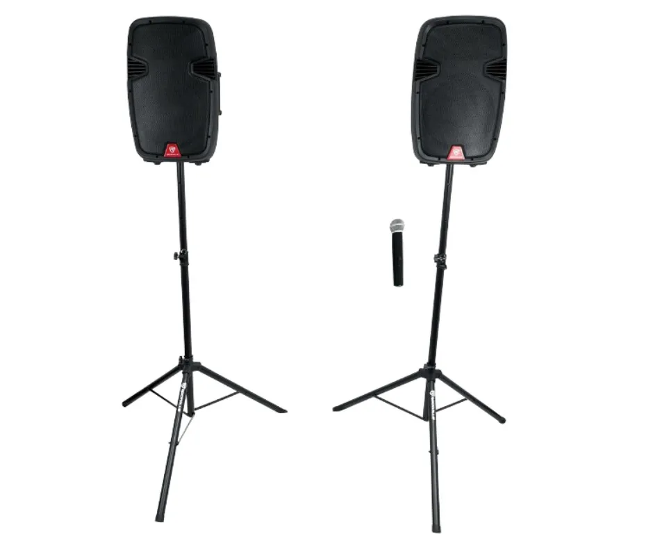 Dual Speaker PA System W/Stands 