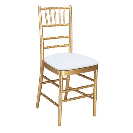 Gold Chiavari Chair with White Cushion