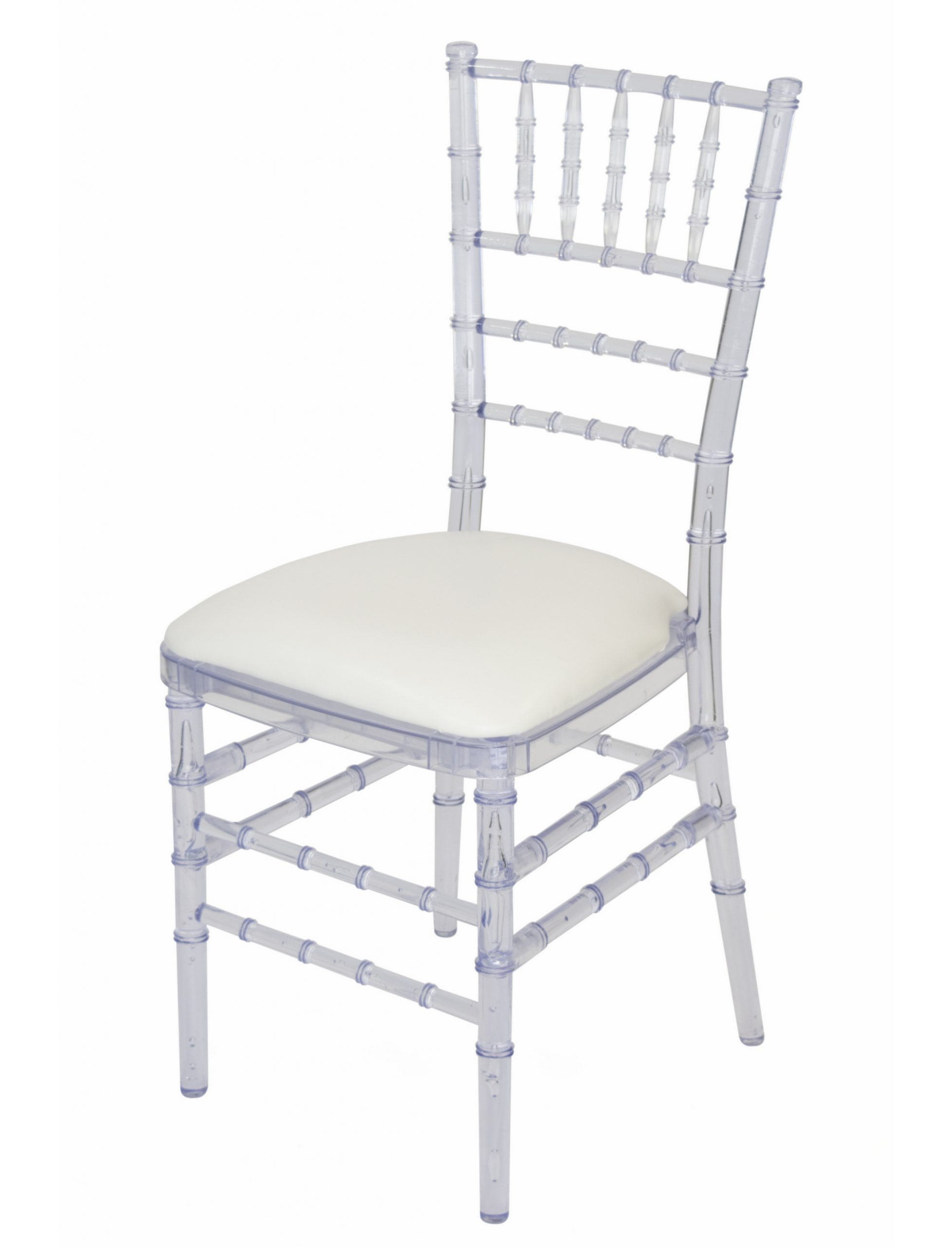 Clear Chiavari Chair with White Cushion