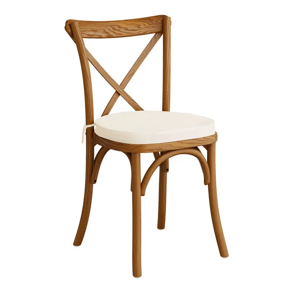 Light Walnut Crossback Chair with white Cushion